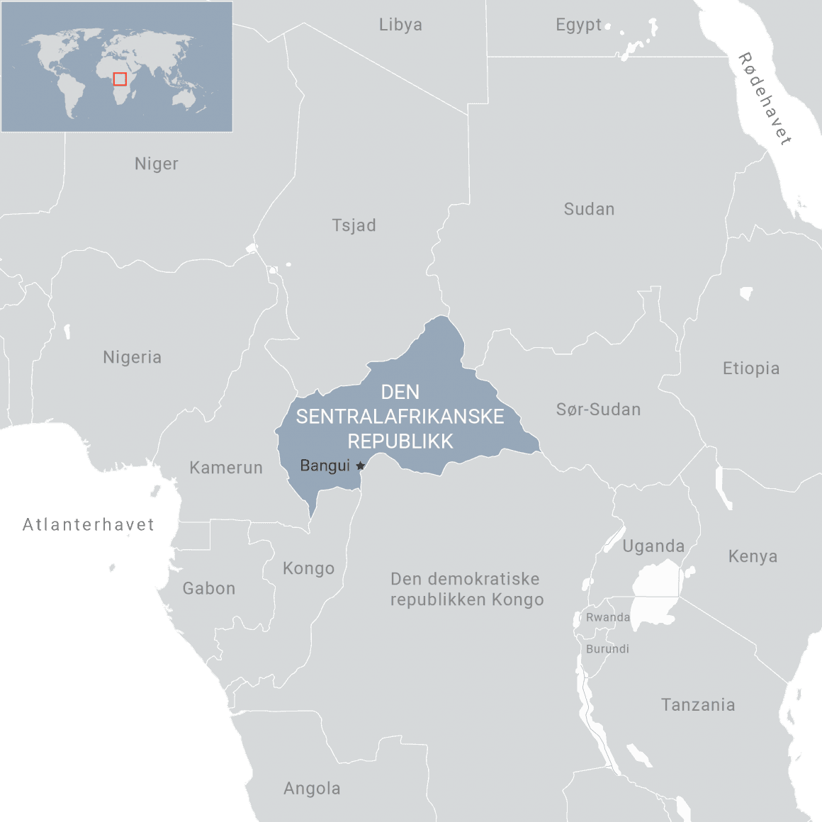 Kart over Den sentralafrikanske republikk. Ill: FN-sambandet